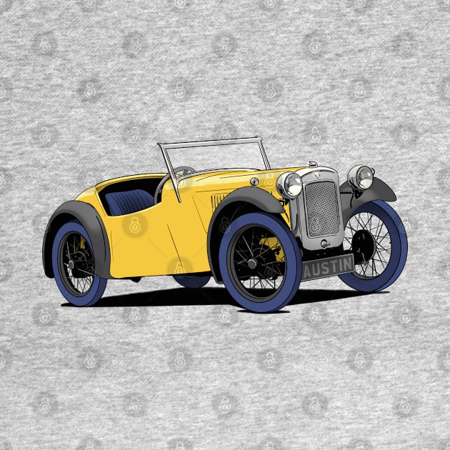 Yellow Austin 7 Vintage Car by Webazoot